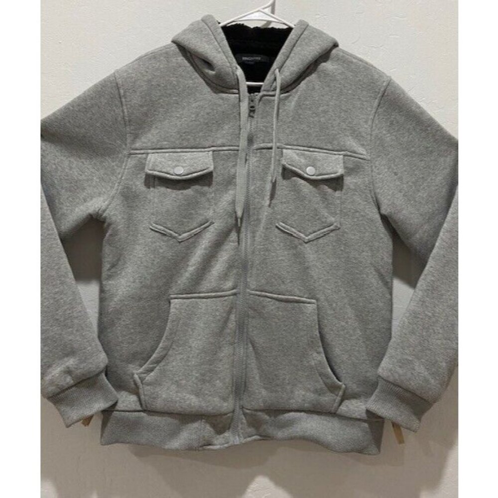 Ring of Fire Full Zip Hoodie Jacket Size L Long Sleeve Faux Fur Lining Pockets